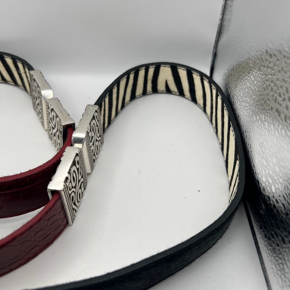 Chicos Black Calf Hair, Zebra, and Red Croc Silver tone Buckle & Reversible Belt - Picture 10 of 13